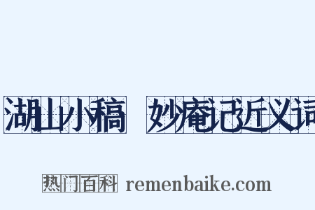 湖山小稿·妙庵记近义词是什么意思的图片